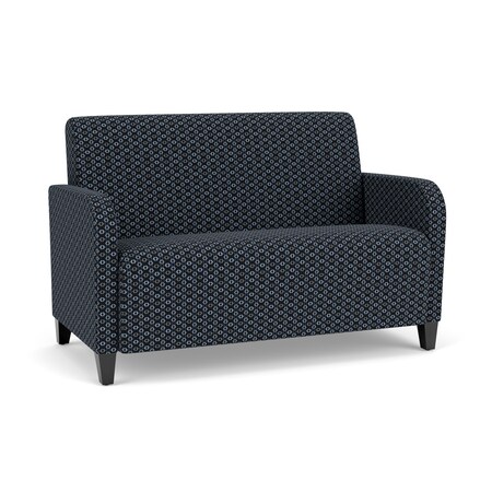 Lesro Siena Lounge Reception Loveseat, Walnut, RS Night Sky Upholstery SN1501